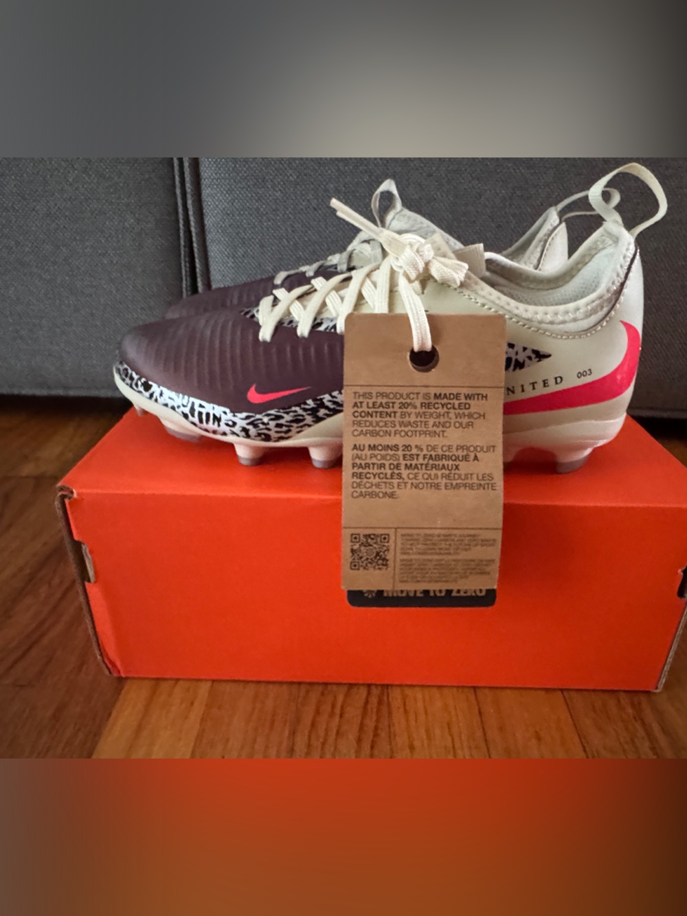 Nike Kids Maroon, White and Pink Soccer Sneakers